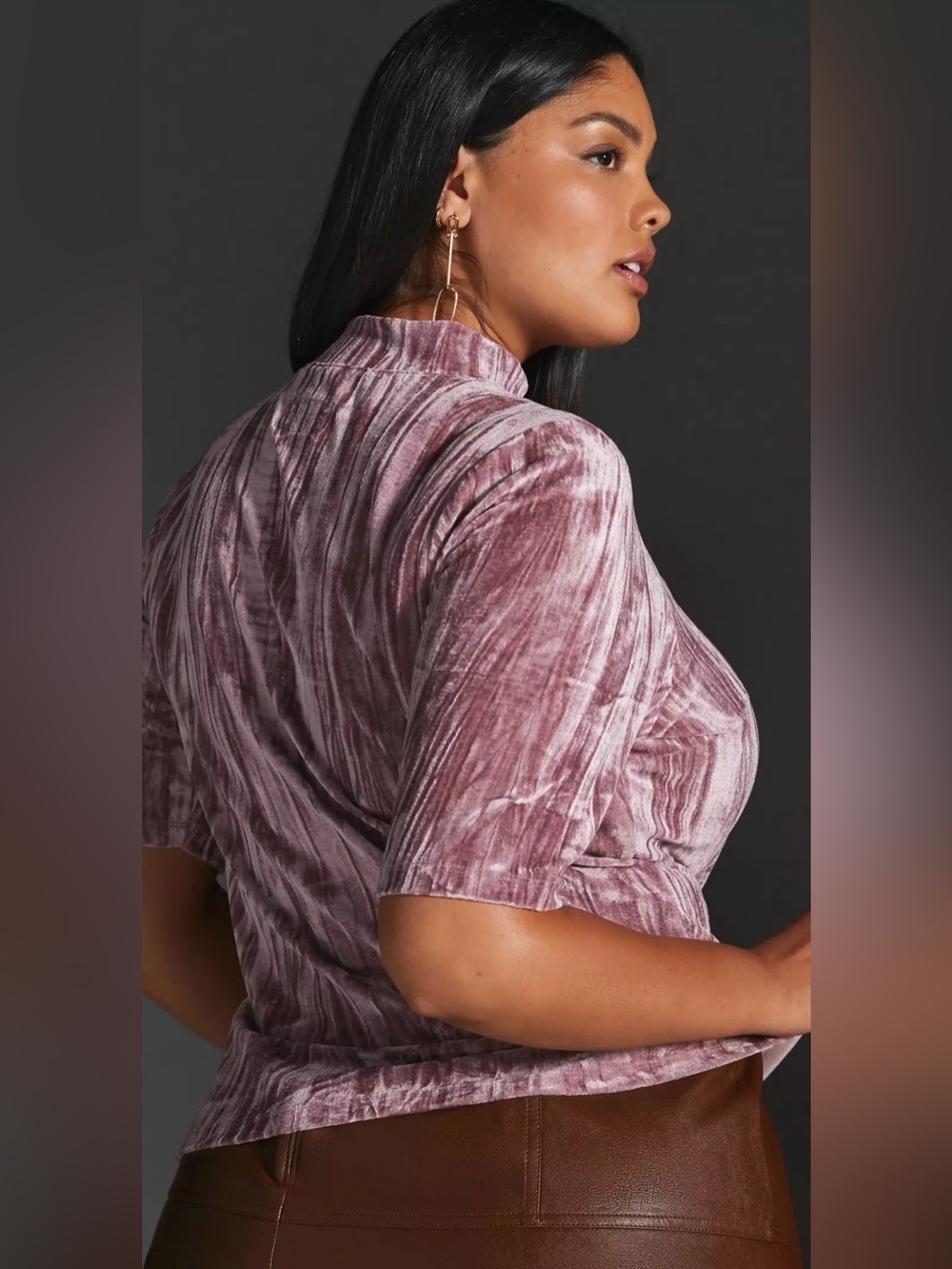 PILCRO VELVETEEN MOCK-NECK TOP! - Picture 7 of 9